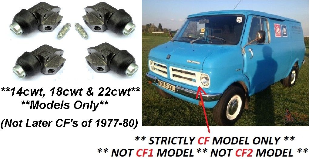 FRONT BRAKE WHEEL CYLINDERS x4 (Bedford CF Van) (**14,18 & 22 cwt Only**) (**1969- 77 Only**)  